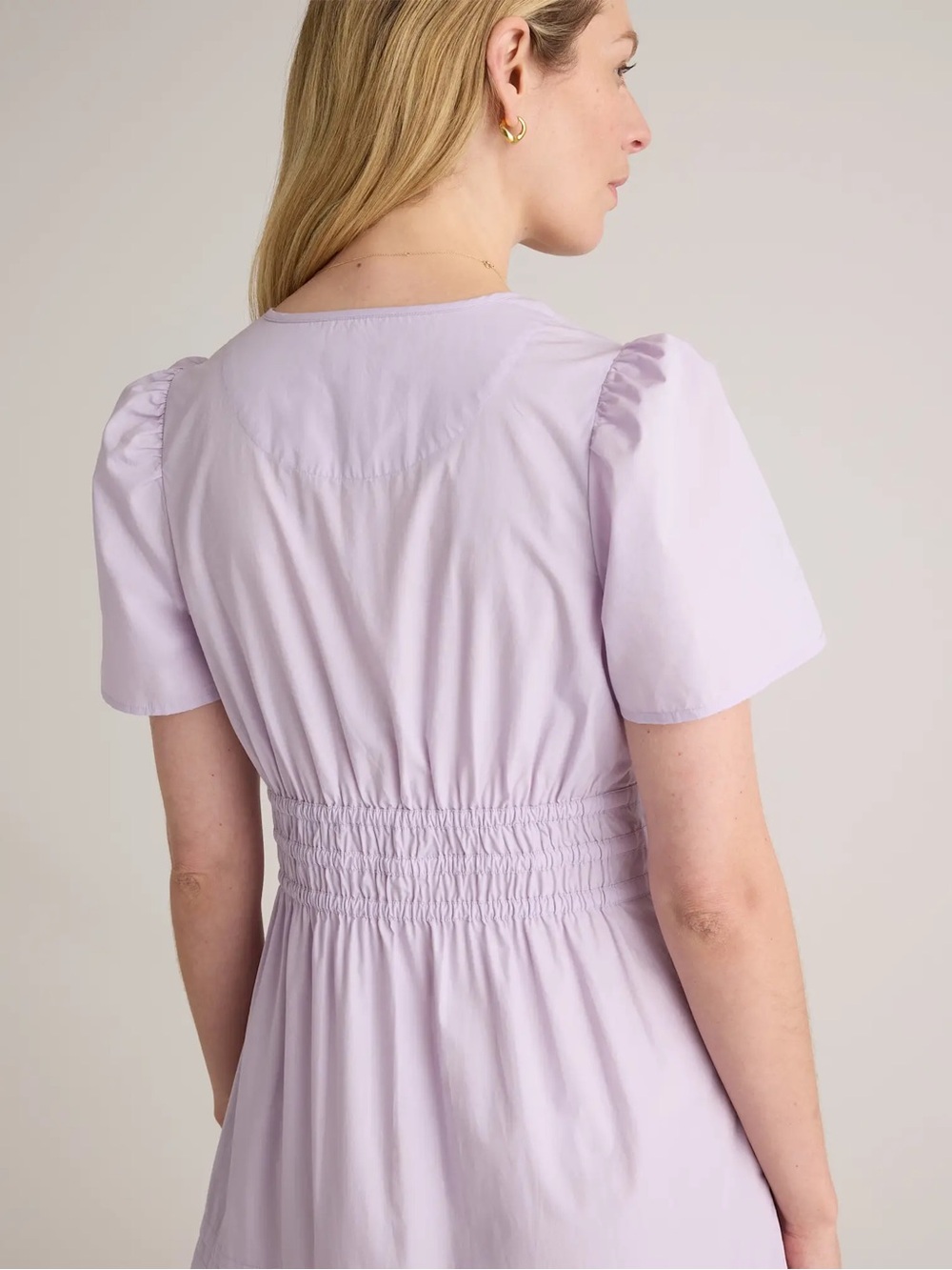 [Quince] Pastel Lilac 100% Poplin Cotton Tiered Maxi Dress with Pockets - Picture 6 of 10